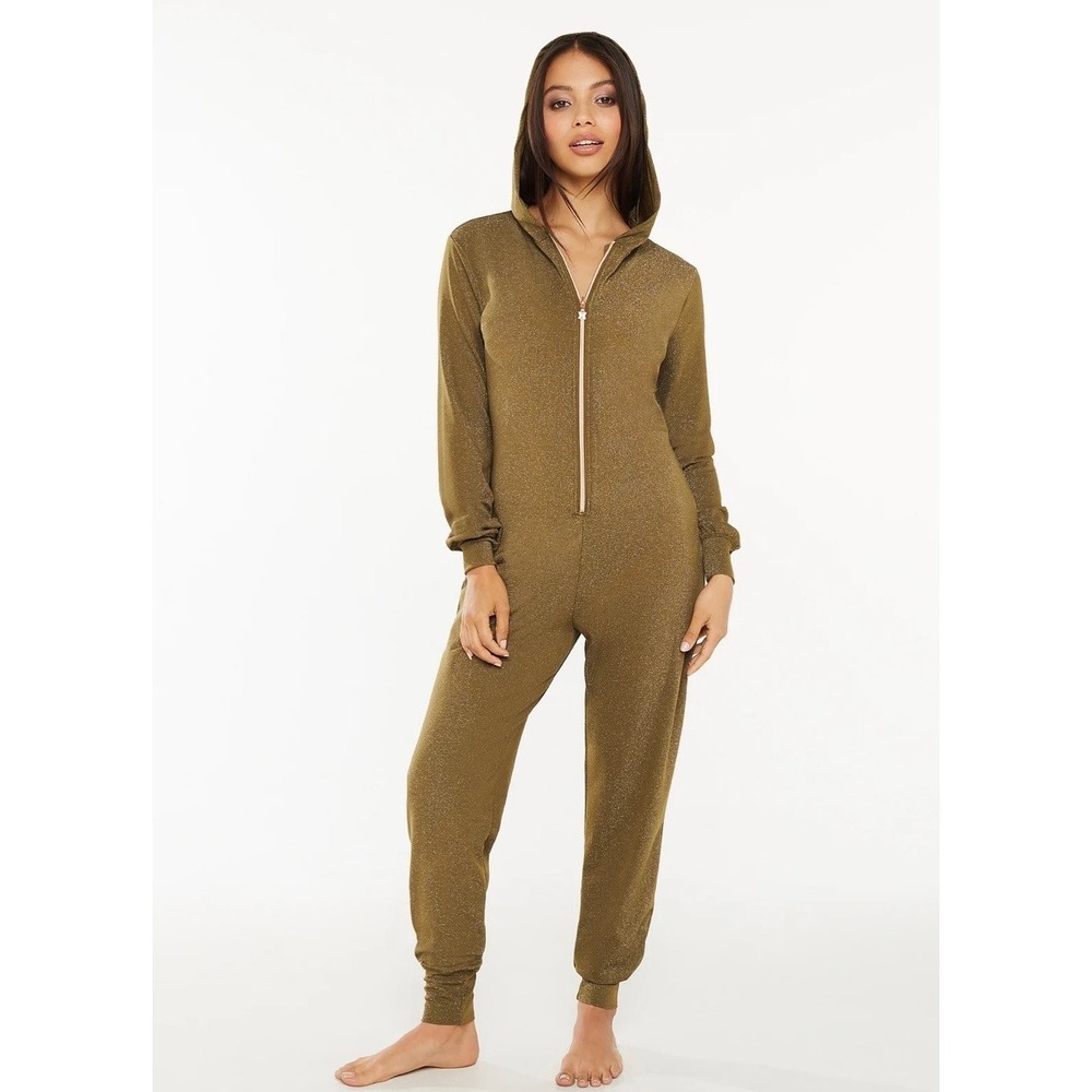Sleep & Shine Hooded Bodysuit Jumpsuit Olive Green L Glamlounge